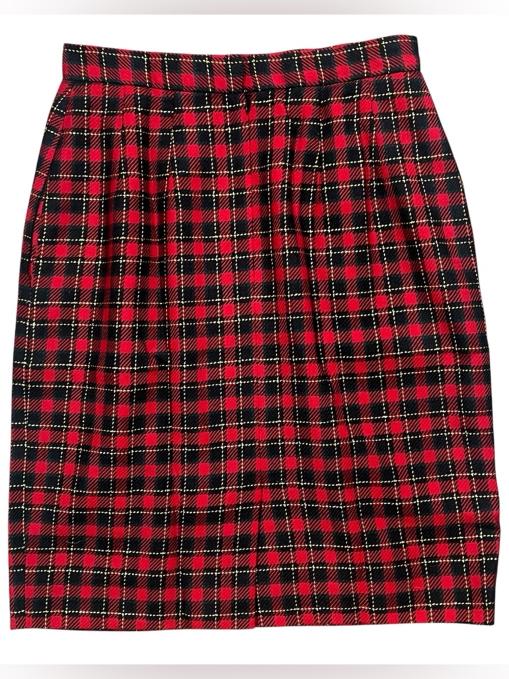VintageTalbots Wool and Lurex Plaid Pencil Skirt made in USA size 4 petite